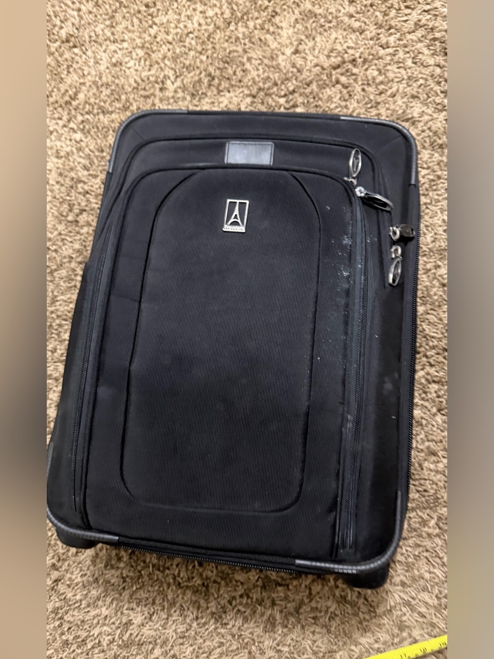 Black Softside Carry-On Suitcase with Front Pocket